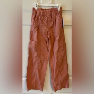 Girls Pink Pull On Cargo Wide Leg Pants